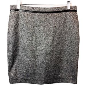 Anne Klein 6 Black Ivory Woven Skirt Lined Zippered Straight Pencil NWT Womens